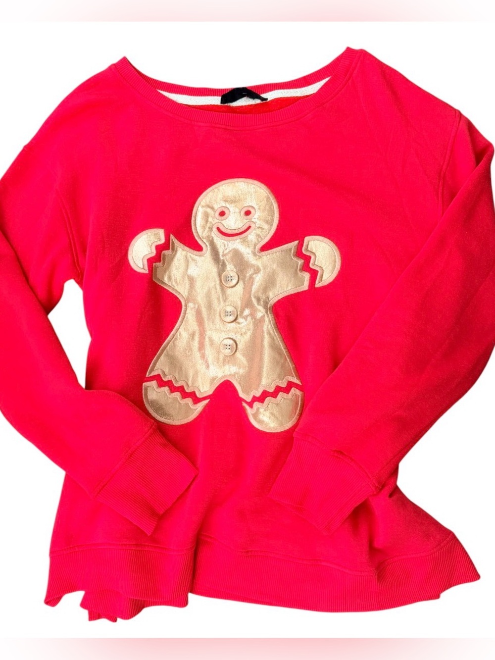 Jane + Delancey Red Gingerbread Christmas Sweatshirt Size S